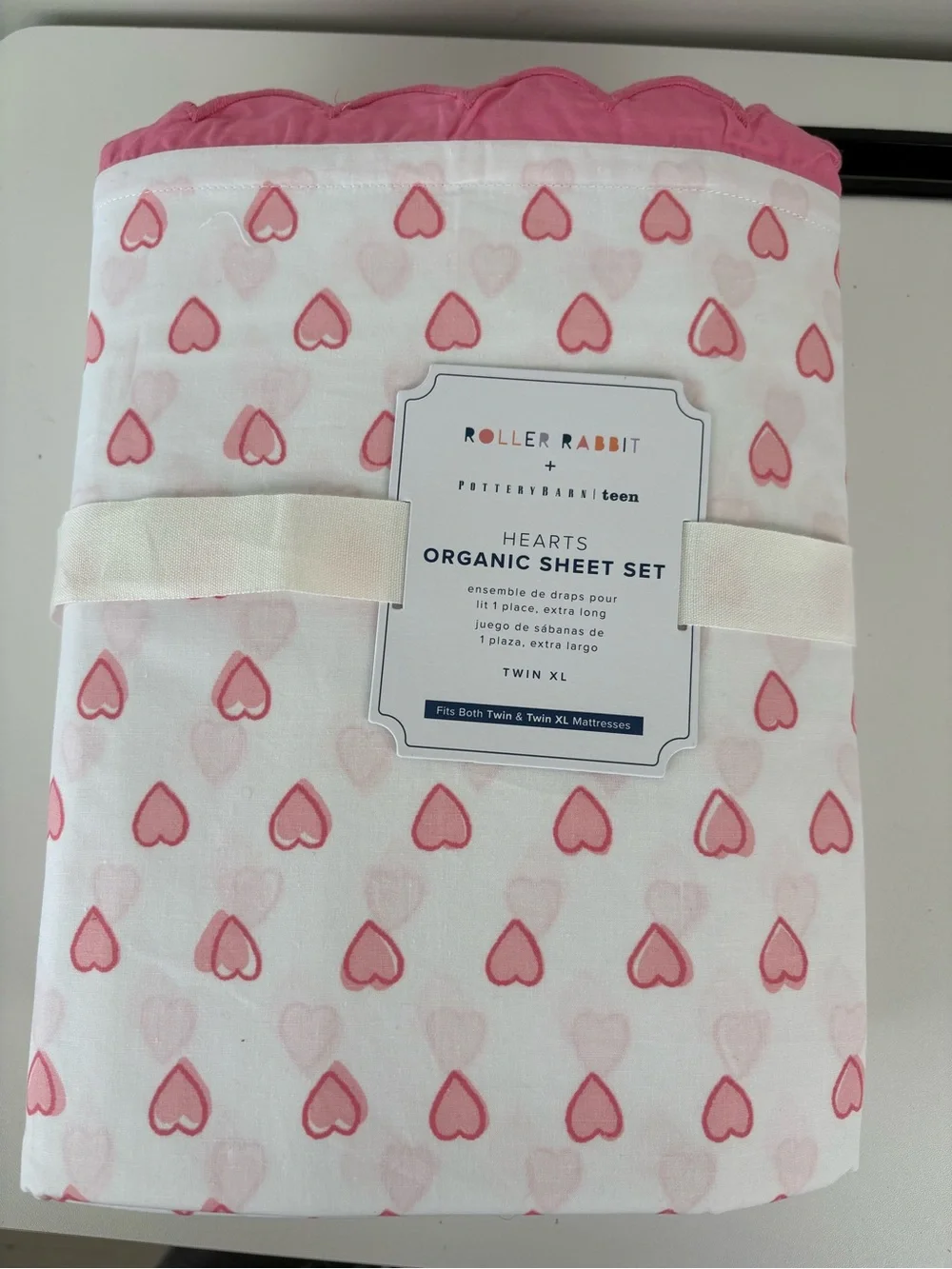 NEW Roller Rabbit x Pottery Barn Teens Hearts Organic Sheet Set Twin XL